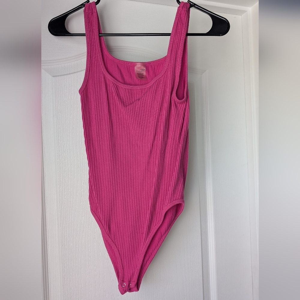 Love Charm Hot Pink Ribbed Bodysuit Size M/L